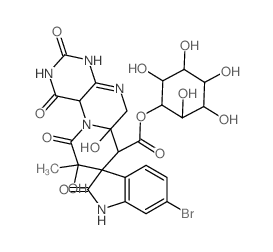 D-myo-Inositol,4-[(3S,6'aR,7'S,9'R)-6-bromo-1,1',2,2',3',4',5',6',6'a,7',9',10'-dodecahydro-6'a,9'-dihydroxy-9'-methyl-1',2,3',10'-tetraoxospiro[3H-indole-3,8'-[8H]pyrido[1,2-f]pteridine]-7'-carboxyla结构式