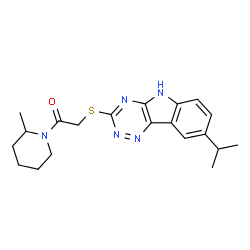 Piperidine, 2-methyl-1-[[[8-(1-methylethyl)-2H-1,2,4-triazino[5,6-b]indol-3-yl]thio]acetyl]- (9CI) picture