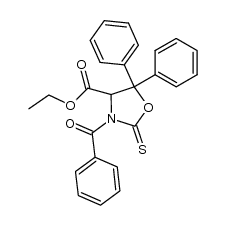 3-benzoyl-5,5-diphenyl-2-thioxo-oxazolidine-4-carboxylic acid ethyl ester结构式