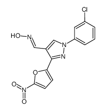 1-(3-chloro-phenyl)-3-(5-nitro-furan-2-yl)-1H-pyrazole-4-carbaldehyde oxime结构式