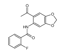 N-(6-acetylbenzo[d][1,3]dioxol-5-yl)-2-fluorobenzamide结构式