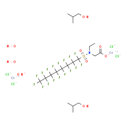 diaquatetrachloro[mu-[N-ethyl-N-[(heptadecafluorooctyl)sulphonyl]glycinato-O1:O1']]-mu-hydroxybis(2-methylpropanol)dichromium Structure