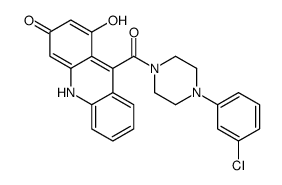 9-[4-(3-chlorophenyl)piperazine-1-carbonyl]-1-hydroxy-10H-acridin-3-one结构式