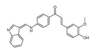 (E)-3-(4-hydroxy-3-methoxyphenyl)-1-[4-[[(Z)-indol-3-ylidenemethyl]amino]phenyl]prop-2-en-1-one Structure