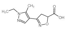 3-(1-ethyl-5-methylpyrazol-4-yl)-4,5-dihydro-1,2-oxazole-5-carboxylic acid structure