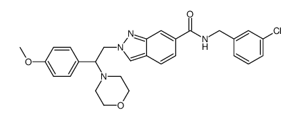 N-(3-Chlorobenzyl)-2-[2-(4-methoxyphenyl)-2-morpholin-4-ylethyl]-2H-indazole-6-carboxamide结构式