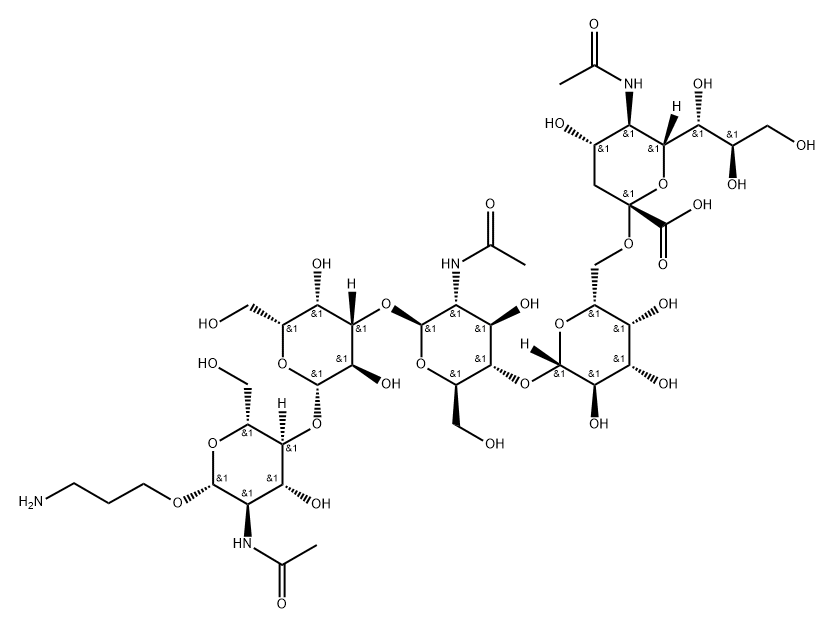 Neu5Acα(2-6)Galβ(1-4)GlcNAcβ(1-3)Galβ(1-4)GlcNAc-β-丙胺结构式