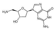 2-amino-9-((2R,4S,5R)-5-(aminomethyl)-4-dihydroxytetrahydrofuran-2-yl)-1H-purin-6(9H)-one Structure