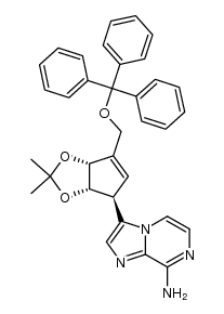 3-((3aS,4S,6aR)-2,2-dimethyl-6-(trityloxymethyl)-4,6a-dihydro-3aH-cyclopenta[d][1,3]dioxol-4-yl)imidazo[1,2-a]pyrazin-8-amine结构式