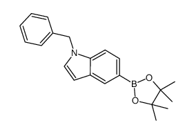 1-苄基-5-(4,4,5,5-四甲基-1,3,2-二氧硼杂环戊烷-2-基)-1H-吲哚结构式