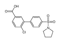 4-chloro-3-(4-pyrrolidin-1-ylsulfonylphenyl)benzoic acid结构式