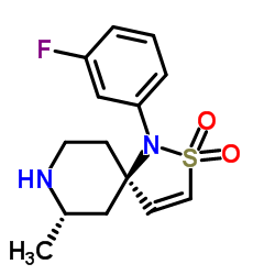 (5R,7S)-1-(3-Fluorophenyl)-7-methyl-2-thia-1,8-diazaspiro[4.5]dec-3-ene 2,2-dioxide Structure