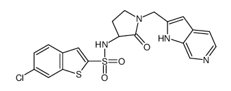 6-Chloro-N-[(3S)-2-oxo-1-(1H-pyrrolo[2,3-c]pyridin-2-ylmethyl)-3- pyrrolidinyl]-1-benzothiophene-2-sulfonamide Structure