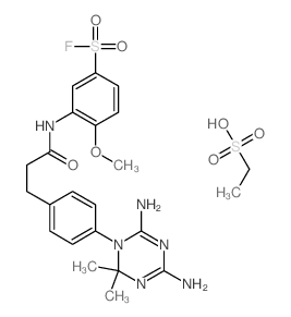 3-[3-[4-(4,6-diamino-2,2-dimethyl-1,3,5-triazin-1-yl)phenyl]propanoylamino]-4-methoxy-benzenesulfonyl fluoride; ethanesulfonic acid结构式