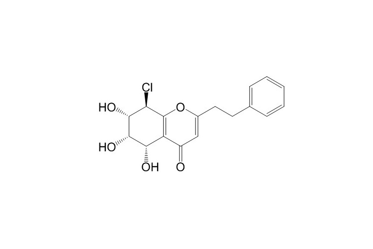 (5S,6S,7S,8R)-8-Chloro-5,6,7-trihydroxy-2-phenylethyl-5,6,7,8-tetrahydro-4H-chromen-4-one Structure