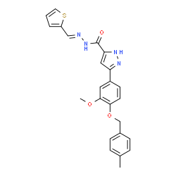 (E)-3-(3-methoxy-4-((4-methylbenzyl)oxy)phenyl)-N-(thiophen-2-ylmethylene)-1H-pyrazole-5-carbohydrazide structure