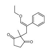 (Z)-2-(3-Ethoxy-2-phenyl-2-propenyl)-2-methyl-1,3-cyclopentanedione结构式