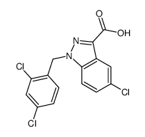 5-chloro-1-[(2,4-dichlorophenyl)methyl]indazole-3-carboxylic acid结构式