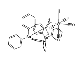 pentacarbonyl(triphenylstannyl triphenylstannanedithiocarboxylate)tungsten Structure