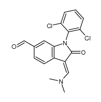 1-(2,6-Dichlorophenyl)-3-(dimethylaminomethylene)-6-formylindolin-2-one结构式