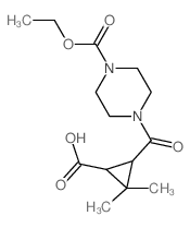 3-{[4-(Ethoxycarbonyl)piperazin-1-yl]carbonyl}-2,2-dimethylcyclopropanecarboxylic acid Structure