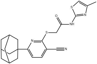 2-{[6-(adamantan-1-yl)-3-cyanopyridin-2-yl]sulfanyl}-N-(4-methyl-1,3-thiazol-2-yl)acetamide Structure