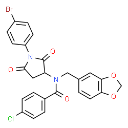 N-(1,3-benzodioxol-5-ylmethyl)-N-[1-(4-bromophenyl)-2,5-dioxopyrrolidin-3-yl]-4-chlorobenzamide Structure