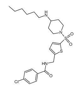 4-chloro-N-[(5-{[4-(hexylamino)piperidin-1-yl]sulfonyl}thien-2-yl)methyl]benzamide Structure