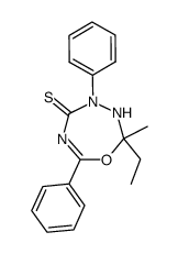 2-ethyl-2-methyl-4,7-diphenyl-3,4-dihydro-2H-[1,3,4,6]oxatriazepine-5-thione Structure