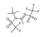 N,N'-Bis(trifluormethylsulfonyl)-N-(trimethylstannyl)methansulfinamidin结构式