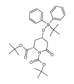 di(tert-butyl) (2S,4S)-4-{[tert-butyl(diphenyl)silyl]oxy}-6-oxo-1,2-piperidinedicarboxylate结构式