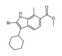 2-bromo-3-cyclohexyl-7-methyl-1H-indole-6-carboxylic acid methyl ester Structure