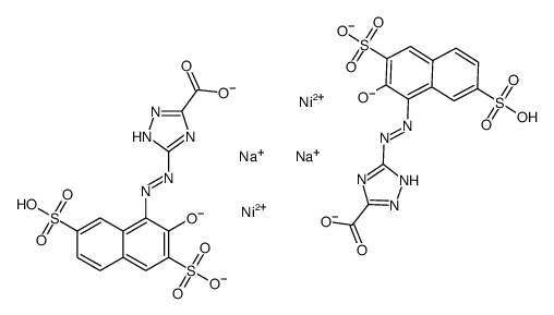 Nickel, 5-[(2-hydroxy-3,7-disulfo-1-naphthalenyl)azo]-1H-1,2,4-triazole-3-carboxylate sodium complexes Structure