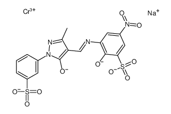 sodium [3-[[[4,5-dihydro-3-methyl-5-oxo-1-(3-sulphophenyl)-1H-pyrazol-4-yl]methylene]amino]-2-hydroxy-5-nitrobenzenesulphonato(4-)]chromate(1-)结构式