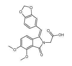 (E)-3-(3,4-methylenedioxybenzylidene)-6,7-dimethoxyphthalimidin-2-ylacetic acid Structure