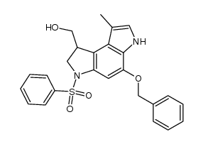 (1RS)-3-(Benzenesulfonyl)-5-(benzyloxy)-1-(hydroxymethyl)-8-methyl-1,2-dihydro-3H-pyrrolo[3,2-e]indole Structure