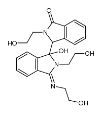 1'-[(2-hydroxyethyl)imino]-2'-(2-hydroxyethyl)-3'-hydroxy-3'-[2-(2-hydroxyethyl)-2,3-dihydro-1H-benzo[c]pyrrol-1-on-3-yl]-2',3'-dihydro-1'H-benzo[c]pyrrol结构式