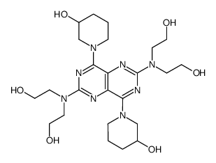 1,1'-{2,6-bis-[(2-hydroxy-ethyl)-amino]-pyrimido[5,4-d]pyrimidine-4,8-diyl}-bis-piperidin-3-ol结构式