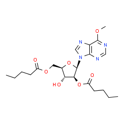 6-Methoxy-9-[2-O,5-O-bis(1-oxopentyl)-β-D-arabinofuranosyl]-9H-purine结构式