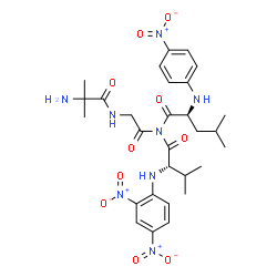 2,4-dinitrophenyl-valyl-2-aminoisobutyryl-glycyl-leucyl-4-nitroanilide结构式