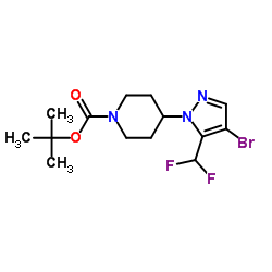 2-Methyl-2-propanyl 4-[4-bromo-5-(difluoromethyl)-1H-pyrazol-1-yl]-1-piperidinecarboxylate picture