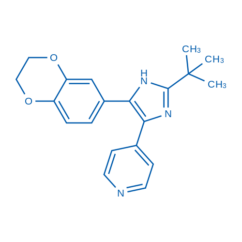 4-(2-(叔丁基)-5-(2,3-二氢苯并[b][1,4]二氧杂环己烷基-6-基)-1H-咪唑-4-基)吡啶结构式