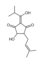 3,4-Dihydroxy-5-(3-methyl-2-butenyl)-2-(2-methyl-1-oxopropyl)-2-cyclopenten-1-one Structure