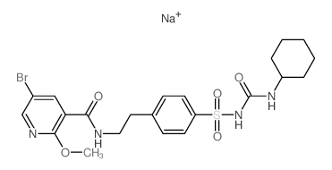 3-Pyridinecarboxamide,5-bromo-N-[2-[4-[[[(cyclohexylamino)carbonyl]amino]sulfonyl]phenyl]ethyl]-2-methoxy-,sodium salt (1:1) Structure