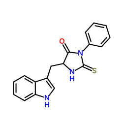 4-Imidazolidinone,5-(1H-indol-3-ylmethyl)-3-phenyl-2-thioxo- Structure