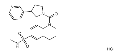 1-(3-(pyridin-3-yl)pyrrolidine-1-carbonyl)-1,2,3,4-tetrahydroquinoline-6-sulfonic acid methylamide hydrochloride结构式