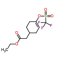 ethyl 2-(4-(trifluoromethylsulfonyloxy)cyclohex-3-enyl)acetate structure