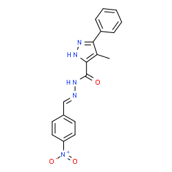 (E)-4-methyl-N-(4-nitrobenzylidene)-3-phenyl-1H-pyrazole-5-carbohydrazide结构式