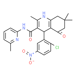 4-{2-chloro-5-nitrophenyl}-2,7,7-trimethyl-N-(6-methyl-2-pyridinyl)-5-oxo-1,4,5,6,7,8-hexahydro-3-quinolinecarboxamide结构式