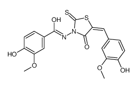 4-hydroxy-N-[(5Z)-5-[(4-hydroxy-3-methoxyphenyl)methylidene]-4-oxo-2-sulfanylidene-1,3-thiazolidin-3-yl]-3-methoxybenzamide Structure